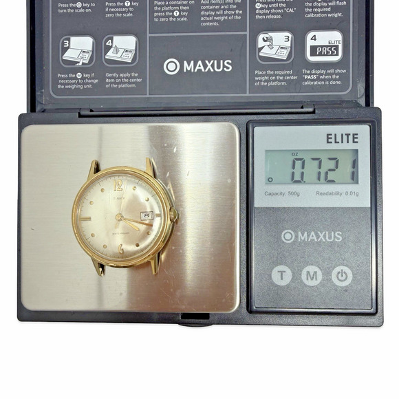 Vintage Timex Waterproof Date Watch Gold Tone 33mm Mens Wristwatch Parts Repair main image 6